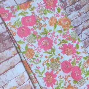 Four yards Vintage MCM Pink and Orange Flower Power Textured Fabric